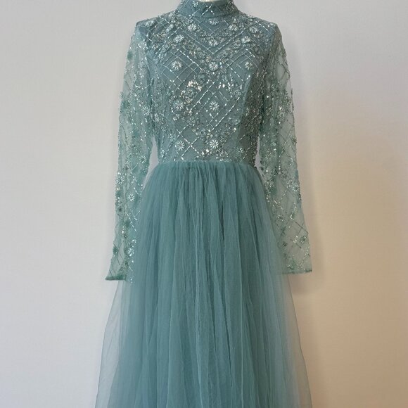 NEW Faeriesty Long-Sleeve Seafoam Princess Ball Gown, Size Medium - Picture 1 of 11
